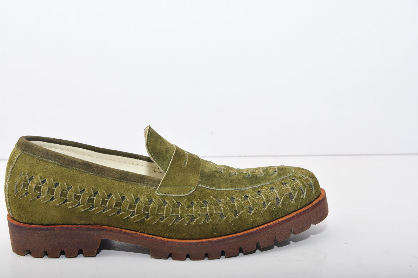 Handmade New Suede Leather Knitted Loafers