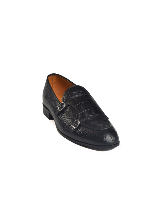 HandMade All Leather Crocodile Monk Shoes