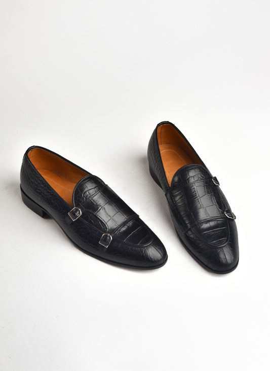 HandMade All Leather Crocodile Monk Shoes