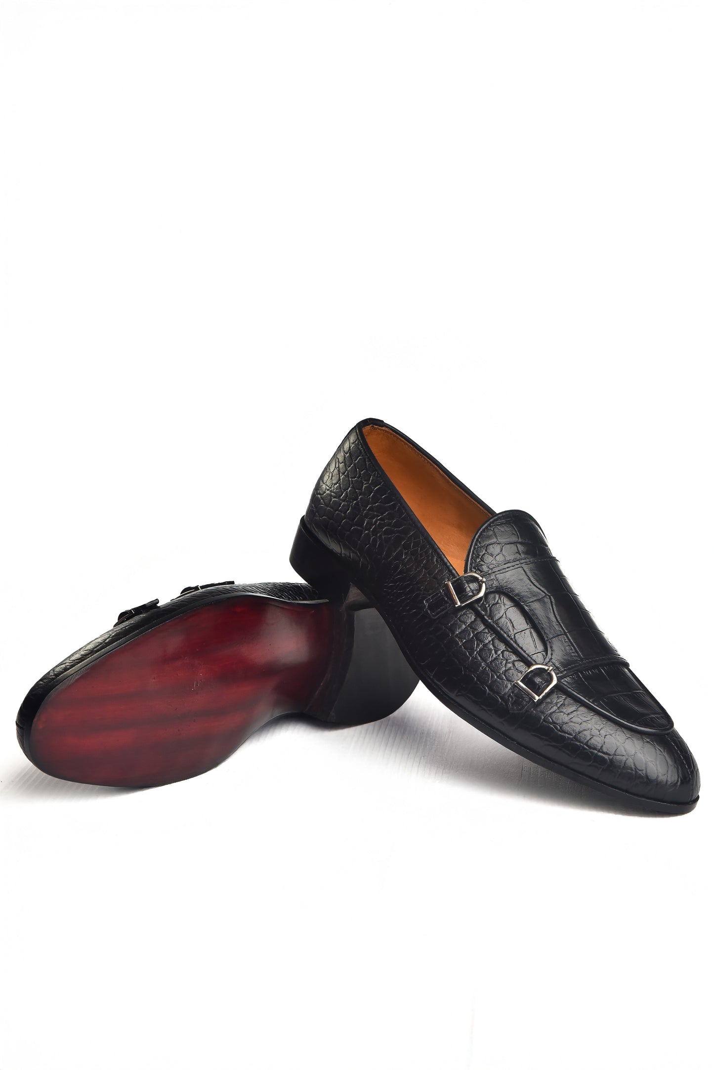 HandMade All Leather Crocodile Monk Shoes